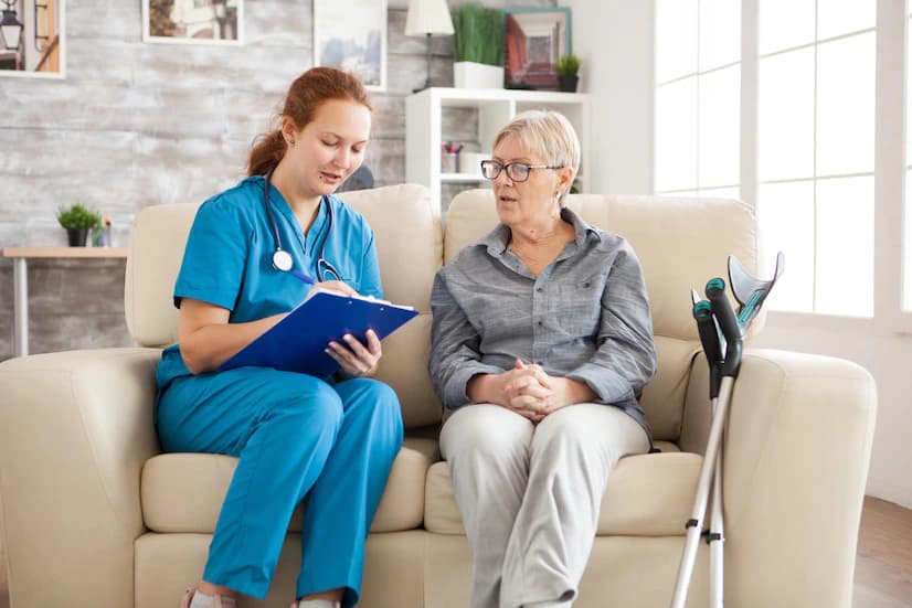 a caregiver and a dementia patient